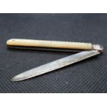 Mother of Pearl and silver fruit knife - good condition