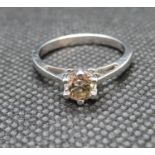 HM 18ct white gold diamond solitaire ring approx .6ct