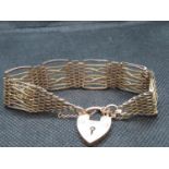 9ct 5 bar gate bracelet with padlock 19.5g