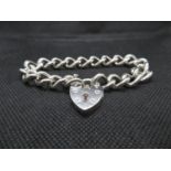 Silver heavy bracelet with lock and chain London 1970 54g
