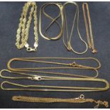 7x gilt silver necklaces 37g