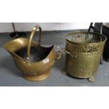 2x coal buckets in brass