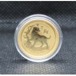 2018 24ct gold Australian 15 dollar year of the dog coin