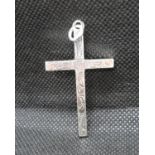 Large silver engraved cross over 2" long 1" wide London 1969 9g