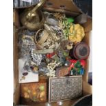 Box of very interesting costume jewellery and jewellery boxes