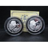 2x Liberia 5 dollar Nigel Mansell 1992 World Champion uncirculated silver proof 1oz coins