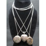 3x silver lockets and chains