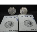 2x 1964 JFK Half Dollars with certificate