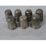 6x silver thimbles 3 by Charles Horner