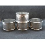 Set of 4x antique silver napkin rings all with monogram S engraved in cartouche Sheffield 1903 115g