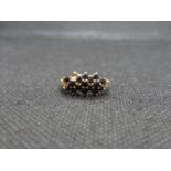 9ct ring with garnet stones - 1 missing - 1.7g size J