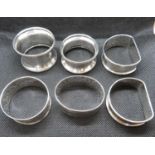 6x HM silver napkin rings 73g