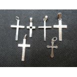 6x vintage silver crosses 7.8g