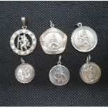 Job lot of 6x silver St. Christopher charms 18.5g