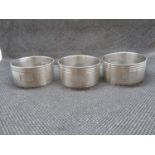 Set of 3x silver napkin rings Birmingham 1956-57 John Rose 50g total weight