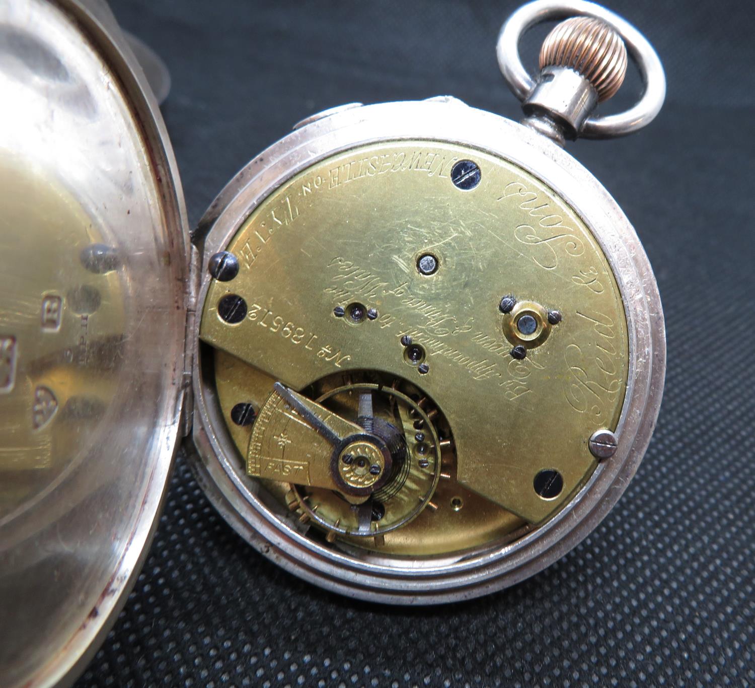 Reed and sons half hunter silver and blue enamel pocket watch in excellent condition signed Reed and - Bild 9 aus 12