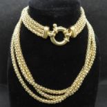 HM gold on silver triple row necklace 23g