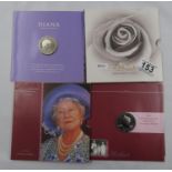 2x £5.00 coin packs Diana Princess of Wales Queen Elizabeth Queen Mother £5 coins