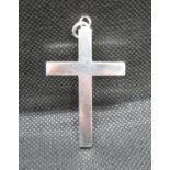 Large solid silver plain cross 2.25" long fully HM London 1976 11.2g