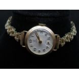 Ladies 9ct Tudor watch with rolled gold extending bracelet in watch box