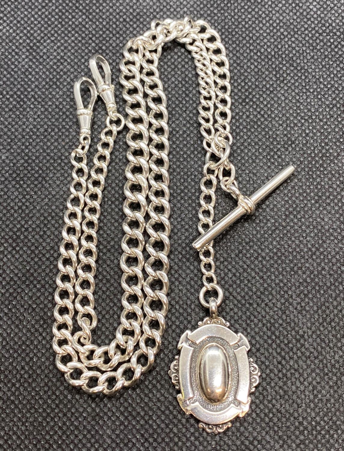 Antique silver double Albert and Medal 21" 50g - Bild 2 aus 3