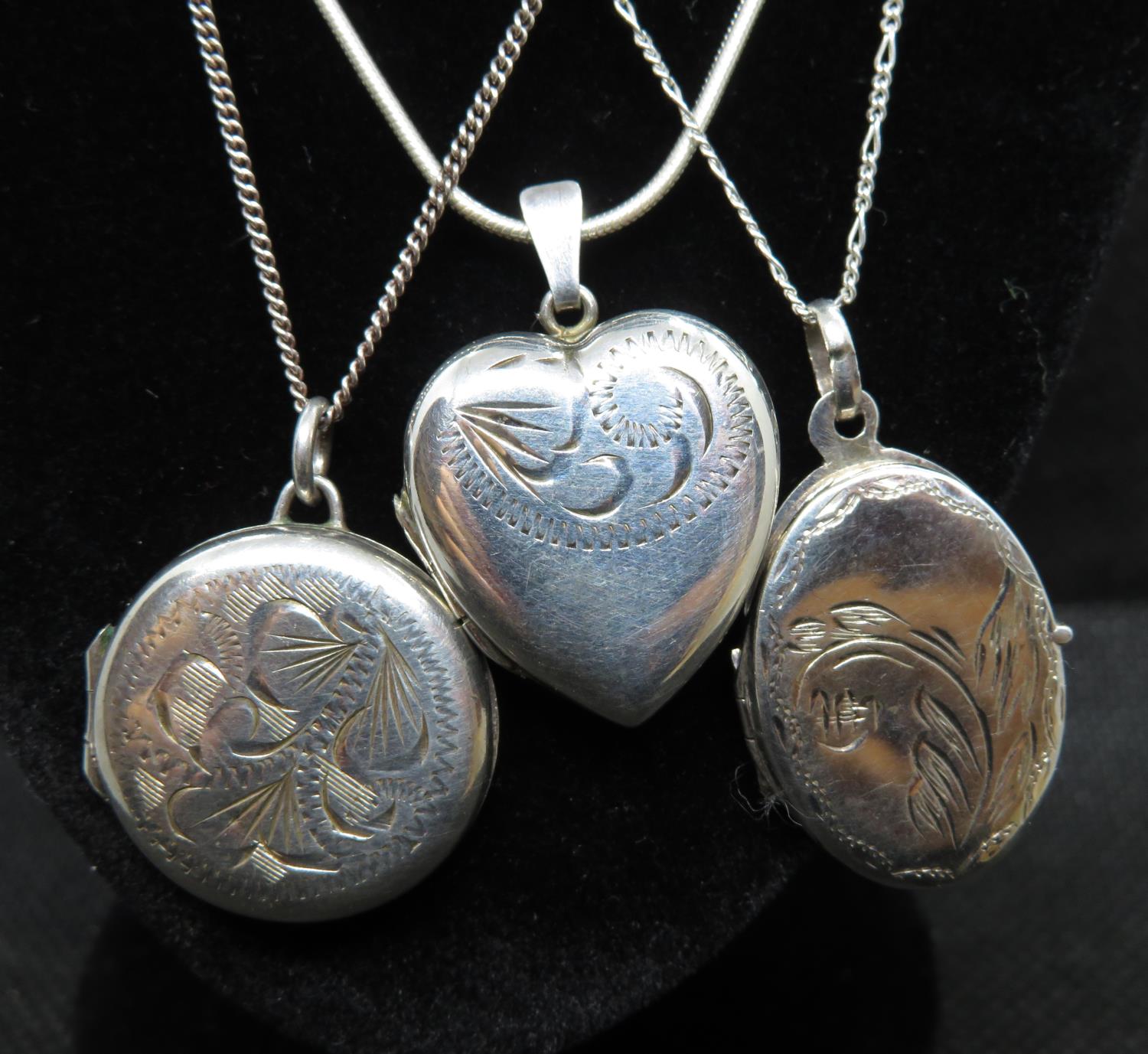 3x silver lockets and chains - Bild 2 aus 4