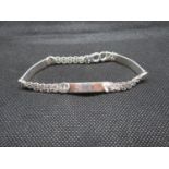 Long length 8" ladies silver ID bracelet engraved Sarah 14g