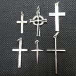 6x vintage silver crosses 8.5g