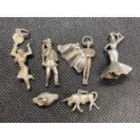 6x vintage silver charms all with Spanish theme 21g
