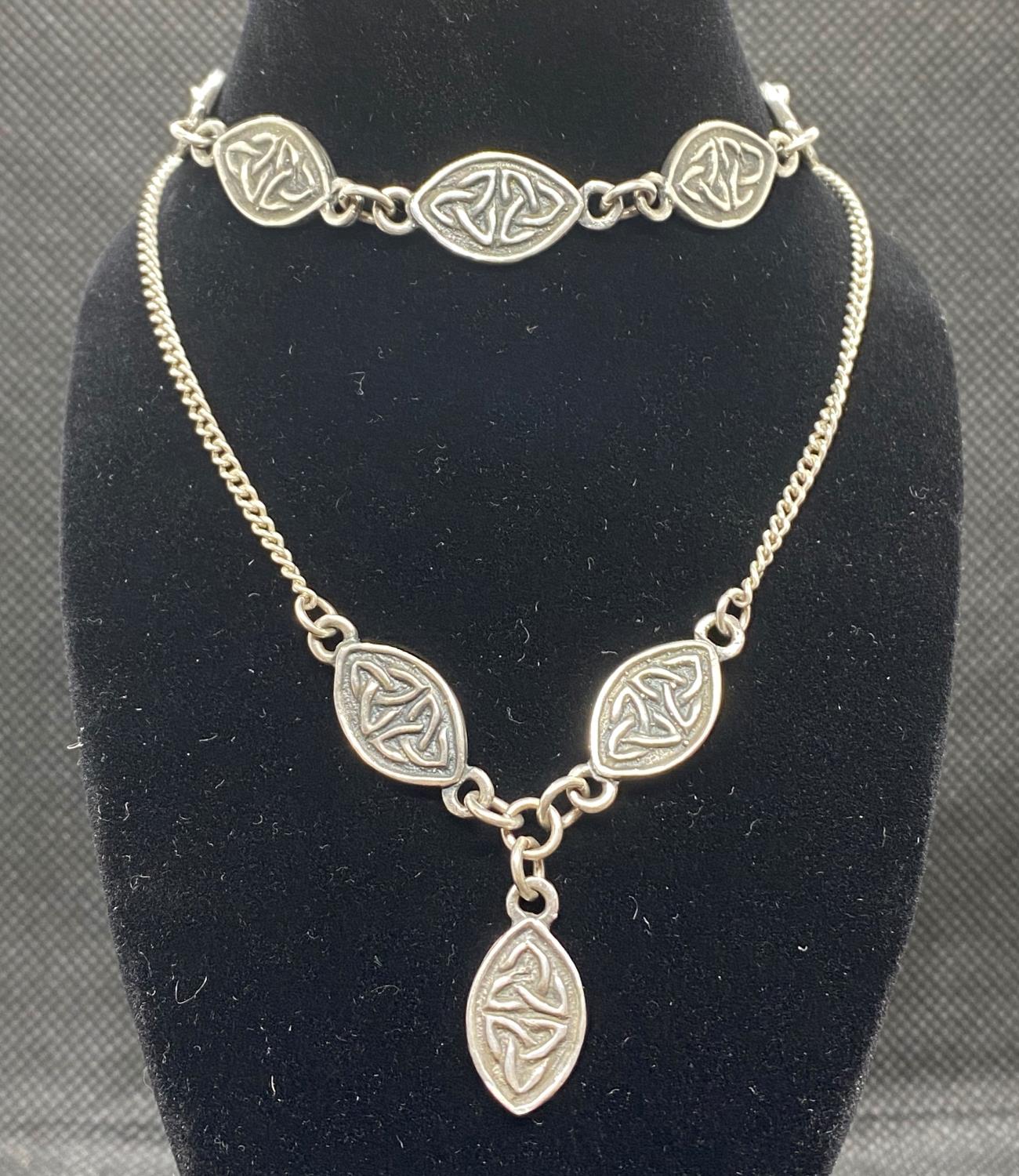 Vintage Celtic design bracelet and necklace 26 g in total