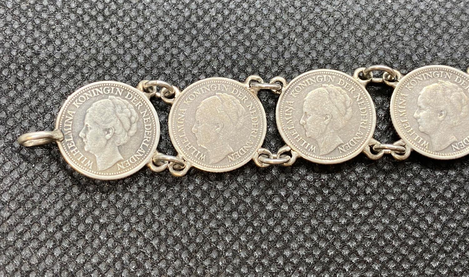 Dutch war time bracelet made from 10cent coins from 1930-1939 These bracelets made by Dutch - Bild 2 aus 4