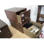 2x sets of wooden drawers containing misc objects