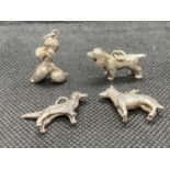 4x silver dog charms 26g