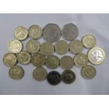 Bag containing 19 round £1.00 coins various Sherlock Holmes 50p coins, 1973 EU 50p and 2016 £2.00