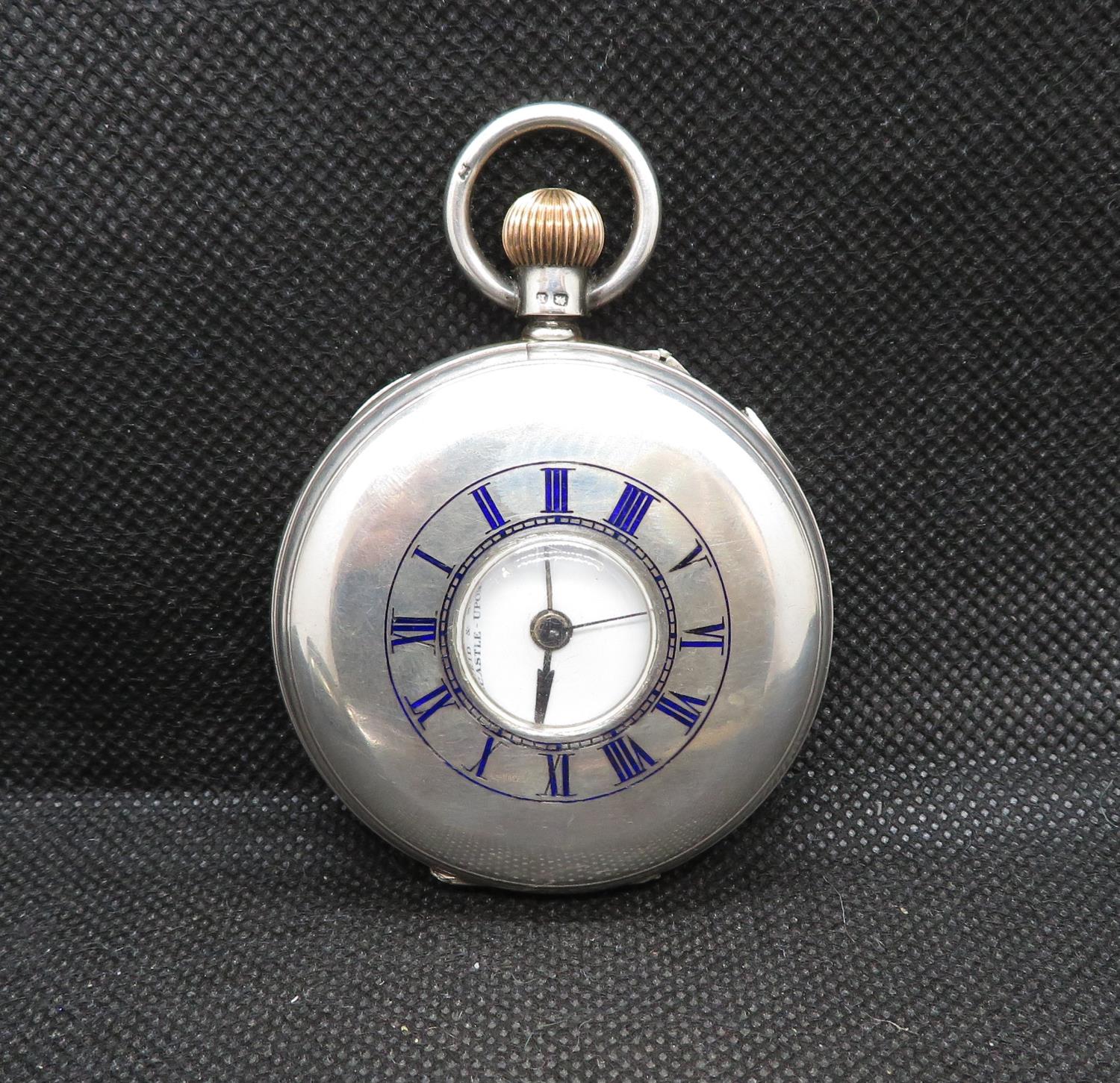 Reed and sons half hunter silver and blue enamel pocket watch in excellent condition signed Reed and - Bild 4 aus 12