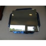 19" x 19" frameless bevelled mirror with blue glass mirror surround