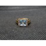 9ct blue stone ring size P 4.7g
