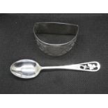 Silver napkin ring engraved Moira with shamrock leaves full HM Sheffield 1903 and spoon 41g