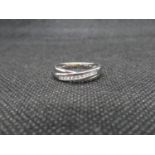 18ct white gold and diamond crossover ring