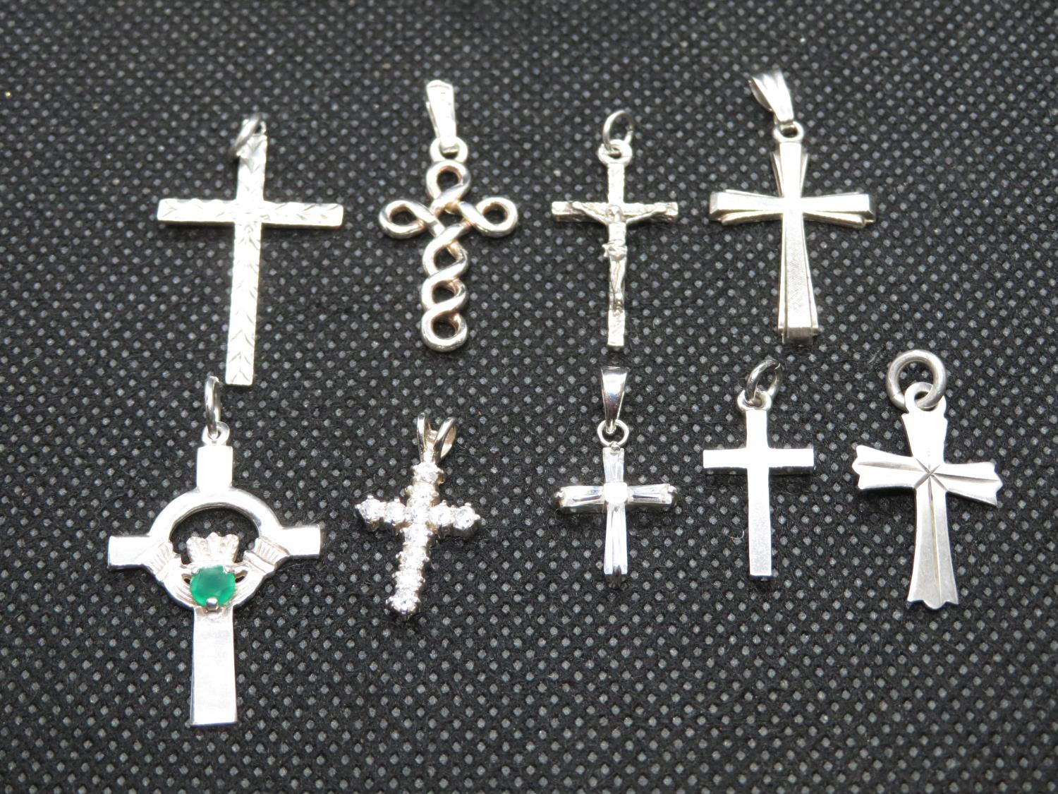 Job lot of 9x silver crosses