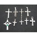 Job lot of 9x silver crosses