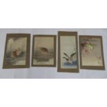 4x signed hand painted bird pictures approx 6-7" each