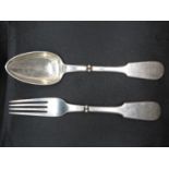 Folding campaign Russian silver 1856 fork and knife 168g