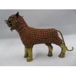 Bronze lion with red stone inserts - Indian in origin 5" long