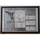 Large 34" x 23" advertising poster for Glock Safe Action Pistols