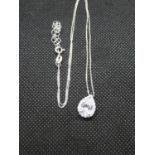 Silver and CZ halo pendant 18" chain