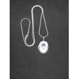 Silver locket set with diamond on 18" silver chain 15g