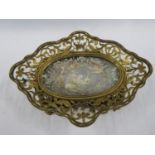 Early possibly French Ormolou bowl with glass insert with silver image