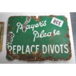 8" x 6" Players Please Replace Divots enamelled sign