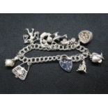 Double link charm bracelet with 9x charms 45g